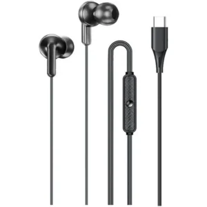 Awei PC-25T USB-C Wired Headphones, Up to 60W Power, 1.2m Cable Length, Type-C Plugin, 10mm Drivers, TPE Material, Black