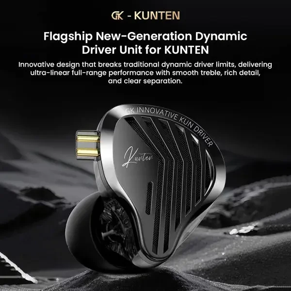 GK Kunten Dynamic Drive Type-C IEM Earphone HiFi Bass Earbud Sport Music Cancelling Headsets 2PIN Cable (USB-C, Mic) - Image 2