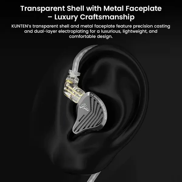 GK Kunten Dynamic Drive Type-C IEM Earphone HiFi Bass Earbud Sport Music Cancelling Headsets 2PIN Cable (USB-C, Mic) - Image 3