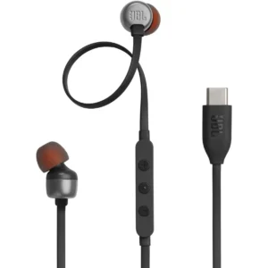 JBL Tune 310C - Wired Hi-Res in-Ear USB-C Headphones, Tangle-Free Flat Cable, 3-Button Remote with Microphone (Black)