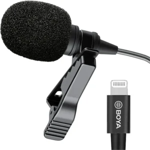 Boya BY-M2 Universal Lavalier Microphone Clip-on Digital Omnidirectional Microphone with Detachable Lightning Cable for iOS devices, Smartphones and Cameras