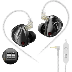 KZ Duonic in-Ear Monitor Headphones, Triple-Magnet Planar Magnetic + Super-Linear Dynamic Dual Driver Earbuds, HiFi Bass Earphone with Microphone, Comfort-fit Noise Isolating IEM (Mic, Tuning, 3.5mm, Black)