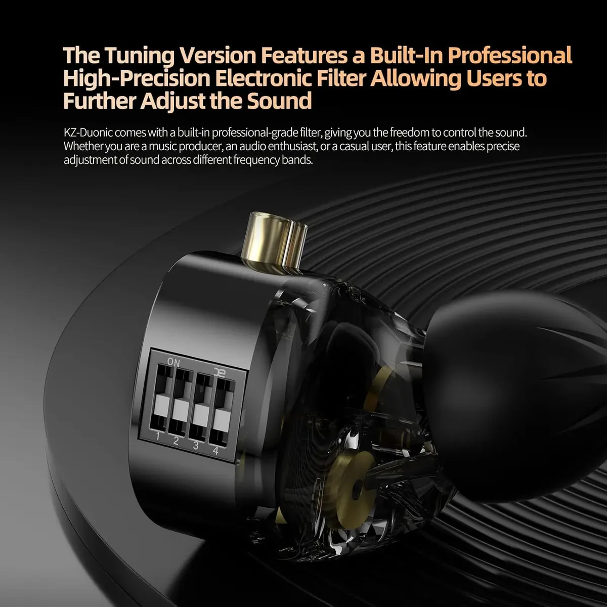 KZ Duonic USB-C Headphones, Triple-Magnet Planar Magnetic + Super-Linear Dynamic Dual Driver in-Ear Monitor, HiFi Bass Earbuds with Microphone, Comfort-fit Noise Isolating IEM (DSP, Tuning, Mic, Black) - Image 3