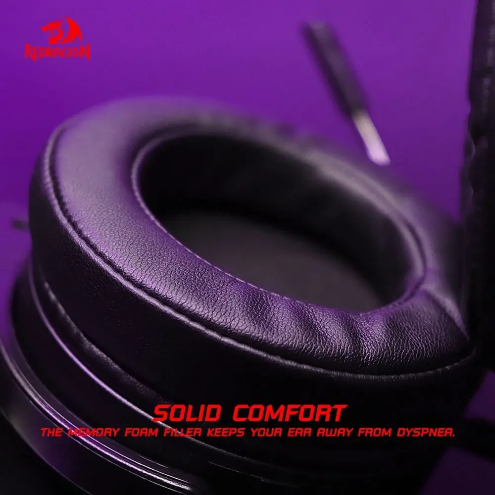 Redragon Lamia 2 H320 RGB Gaming Headset - Headphones with Microphone, Includes Stand, Powerful Headphones, USB, 7.1 Virtual, PC Compatible, Black - Image 3