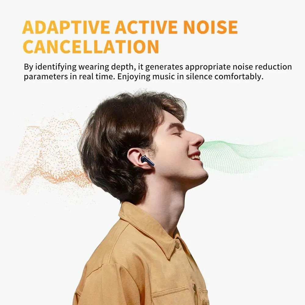 QCY AilyBuds Pro+ Adapive Active Noise Cancelling Wireless Earbuds, LDAC&Hi-Res Wireless Audio Ear Buds Built in 6 Mics Headphones, Multipoint Connection, IPX5 Waterproof, Bluetooth 5.3 Earphones - Black - Image 5