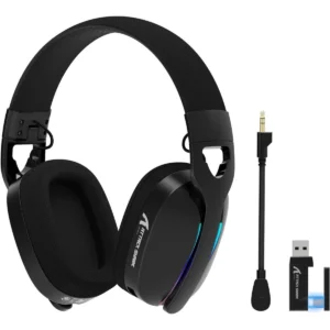 Attack Shark L90 Ultralight RGB Wireless Gaming Headset with Plug-in Microphone, Bluetooth 5.3 & 2.4G Wireless & Wired Headphone, 7.1 Surround Sound for Xbox One Series, PS4,PS5 & PC (Black)