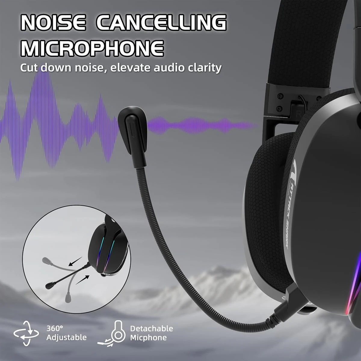 Attack Shark L90 Ultralight RGB Wireless Gaming Headset with Plug-in Microphone, Bluetooth 5.3 & 2.4G Wireless & Wired Headphone, 7.1 Surround Sound for Xbox One Series, PS4,PS5 & PC (Black) - Image 8