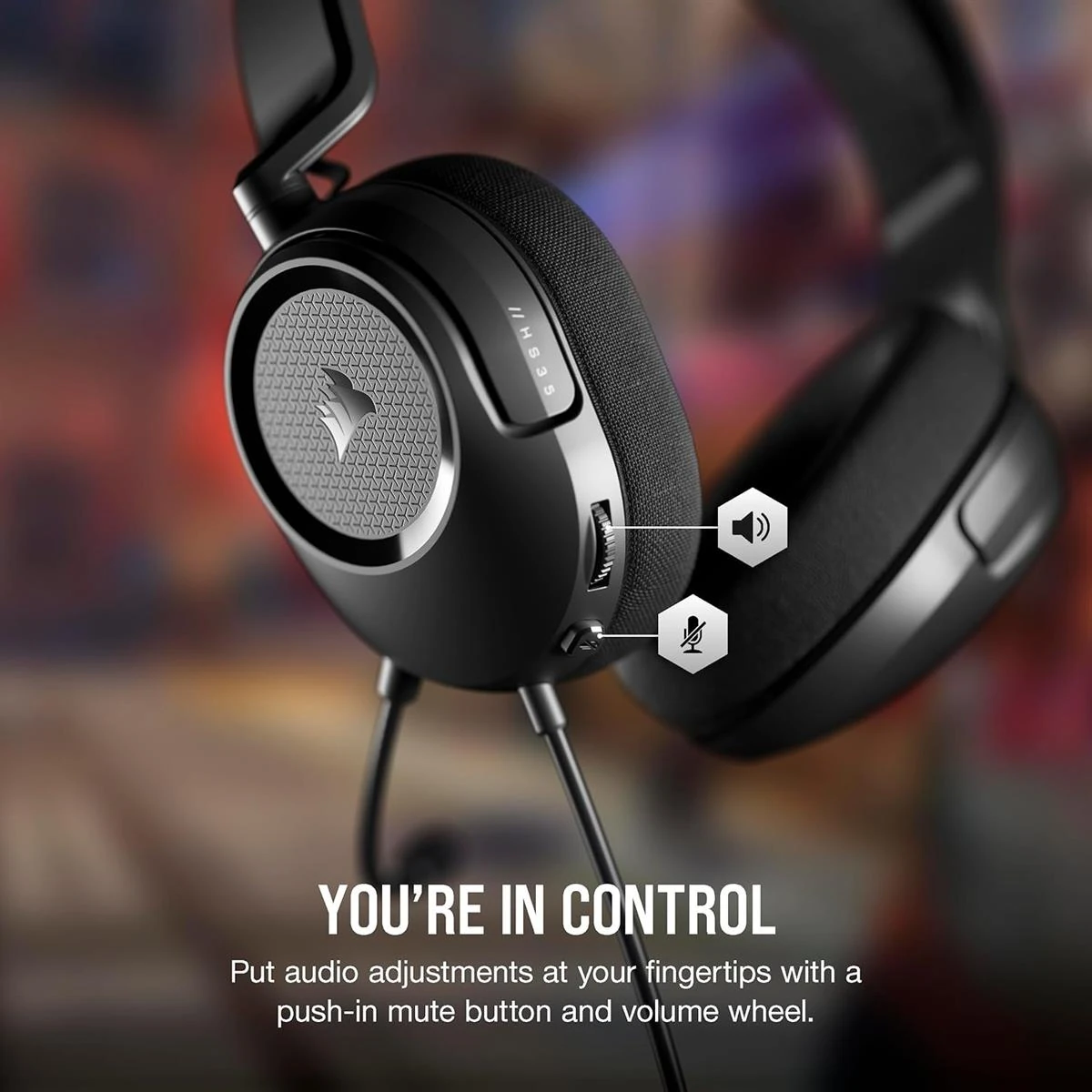 Corsair HS35 v2 Multiplatform Wired Gaming Headset, Flexible Omni-Directional Microphone, Universal 3.5mm Connection, PC, Mac, PS5, PS4, Xbox, Nintendo Switch, Mobile ? Carbon - Image 5