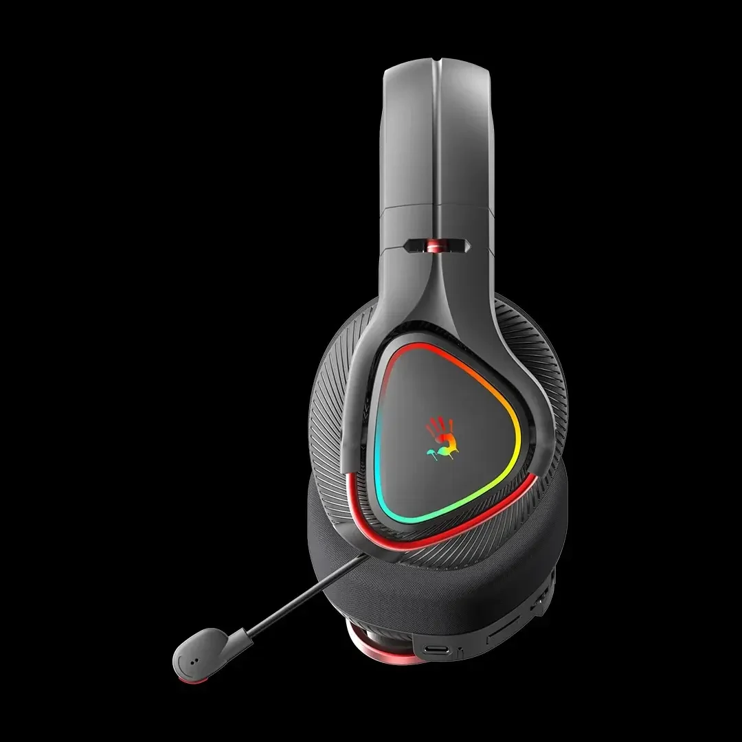 Bloody MR720 Bluetooth + 2.4GHz + Wired Triple-Mode RGB Gaming Headphone - Black - Image 4