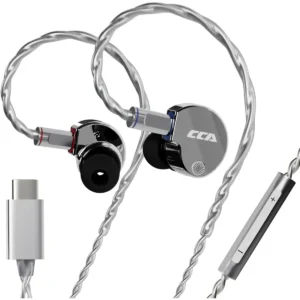 CCA Phoenix In-Ear Monitor Headphones, Dual-Magnet Dynamic Driver IEM with HiFi Clear Sound & Deep Bass, Full-Metal Professional Gaming Earbuds for Musicians, Singers, and Audiophiles, USB-C Plug with Mic (Mix Color)