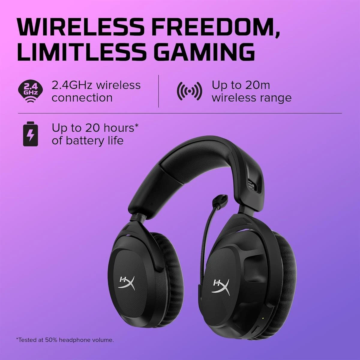 HyperX Cloud Stinger 2 Wireless Gaming Headset ? Compatible with PC, Noise-Cancelling Swivel-to-Mute Microphone, Comfortable Memory Foam, Black - Box Open - Image 3