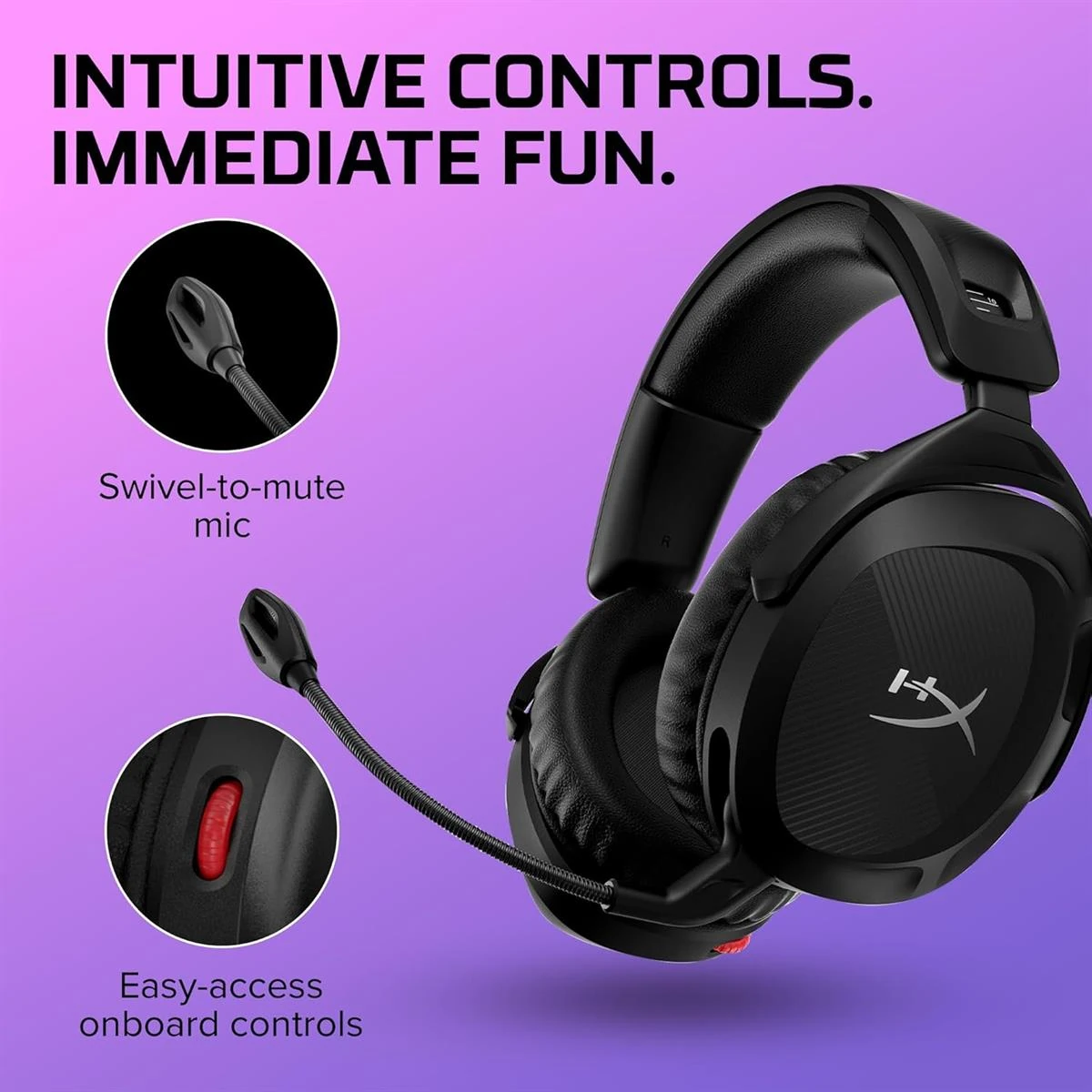 HyperX Cloud Stinger 2 Wireless Gaming Headset ? Compatible with PC, Noise-Cancelling Swivel-to-Mute Microphone, Comfortable Memory Foam, Black - Box Open - Image 5