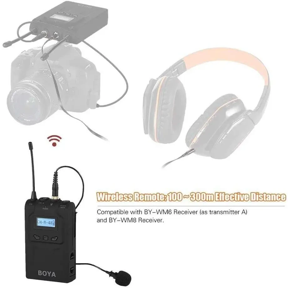 Boya TX8 Pro 48-CH Beltpack Transmitter and Lavalier for RX8Pro Dual-Channel Camera Mountable Receiver & SP-RX8 Smartphone Receiver, Black - Image 4