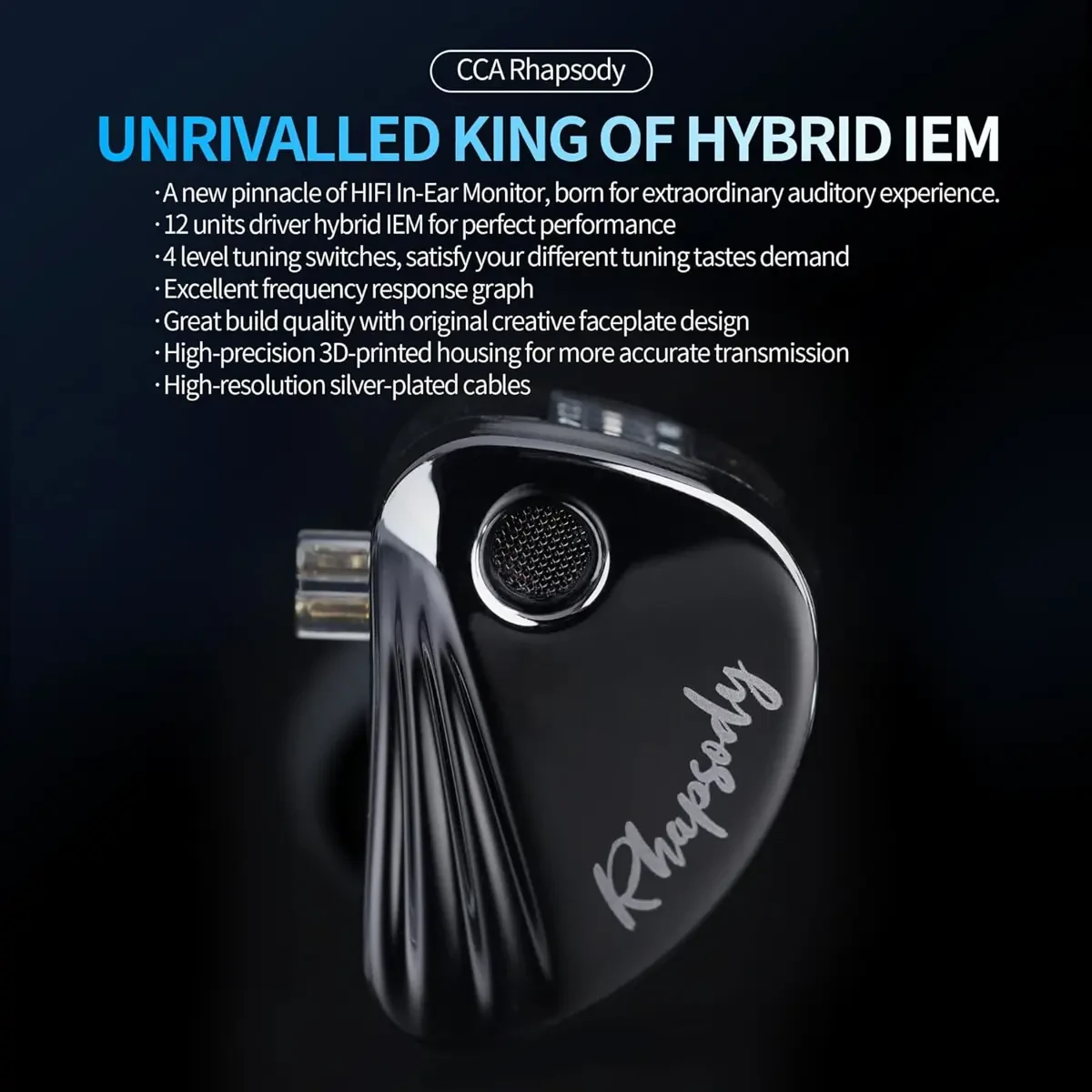 CCA Rhapsody 2DD+4BA Hybrid IEM Earbuds with Microphone - Image 2