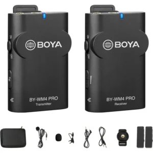 Boya WM4 Pro K1 2.4GHz Lapel Wireless Lavalier Microphone System for Canon Nikon Sony DSLR Camera Camcorder Mini Smartphone Mic for Video Recording YouTube Vlogging Streaming Interview