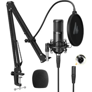 Maono PM320 XLR Condenser Microphone, Professional Cardioid Studio Recording Mic for Streaming, Podcasting, Singing, Voice-Over, Vocal, Home-Studio, YouTube, Skype, Twitch
