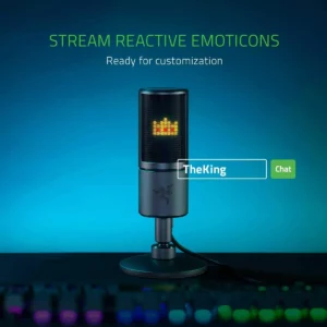 Razer Seiren Emote Streaming Microphone: 8-bit Emoticon LED Display, Stream Reactive Emoticons, Hypercardioid Condenser Mic, Built-in Shock Mount, Height & Angle Adjustable Stand, Classic Black