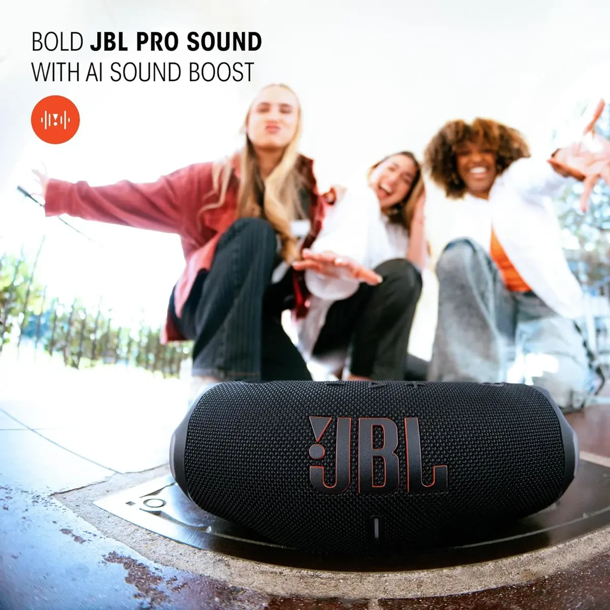 JBL Charge 6 - Portable Waterproof & Drop-Proof Bluetooth Speaker, Bold Pro Sound with AI Sound Boost, 28Hrs of Playtime, Built-in powerbank & Comes with a Sturdy/Removable Carrying Strap (Squad) - Image 2