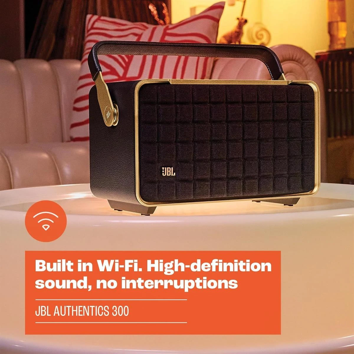 JBL Authentics 300 - Retro Style Wireless Bluetooth/WiFi Home Speaker, Built in Battery (4800mAh), Music Streaming Services via Built-in Wi-Fi, Built in Alexa and Google Assistant - Image 5