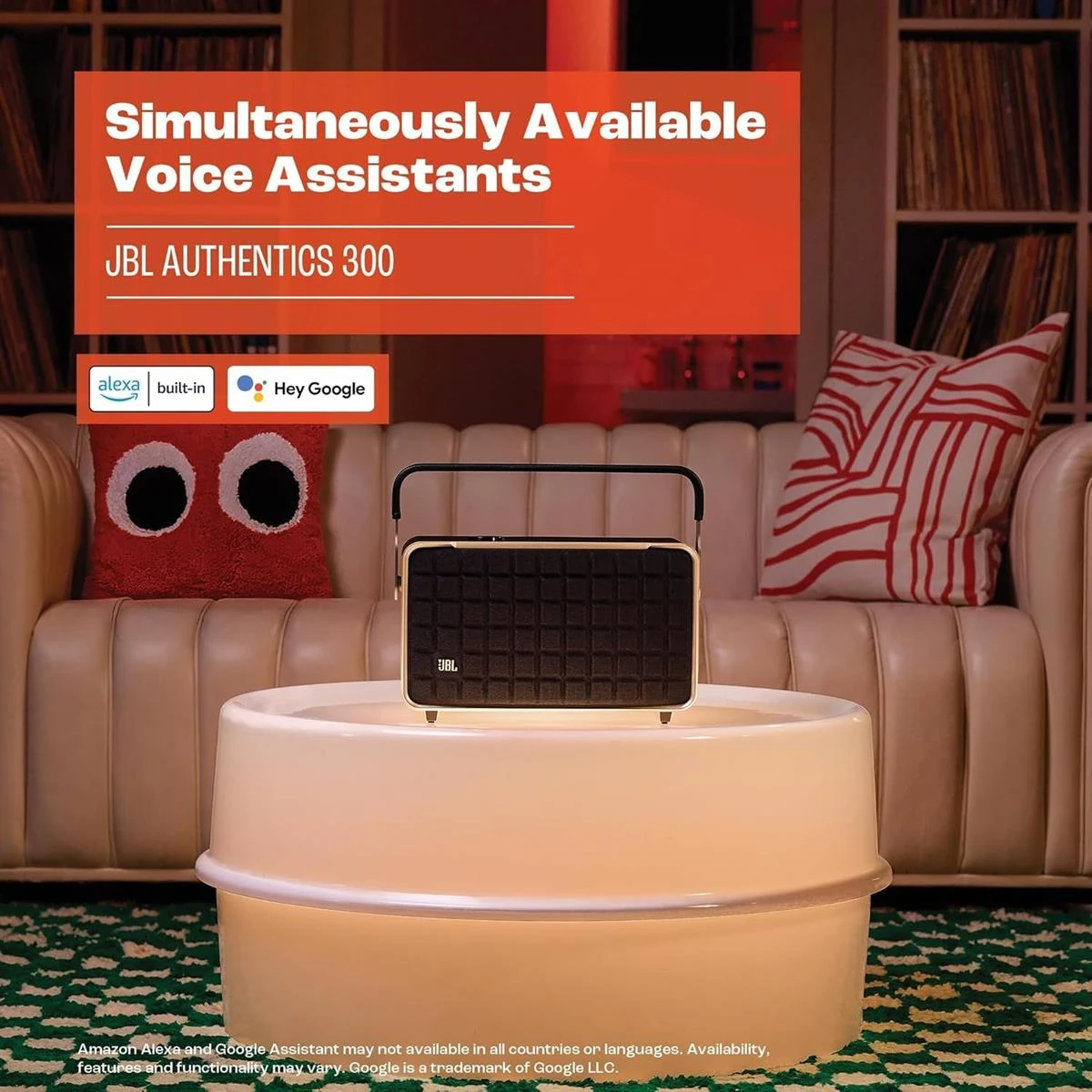JBL Authentics 300 - Retro Style Wireless Bluetooth/WiFi Home Speaker, Built in Battery (4800mAh), Music Streaming Services via Built-in Wi-Fi, Built in Alexa and Google Assistant - Image 6