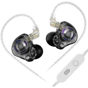 KZ Gale Wired Earbuds with Microphone, HiFi Deep Bass Comfort-Fit Ear Buds for Gaming, Super-Linear Driver IEM for Gaming, Compatible for PC, PS5, PS4, Nintendo, Switch, Steam Deck (3.5mm, with Mic, Black)