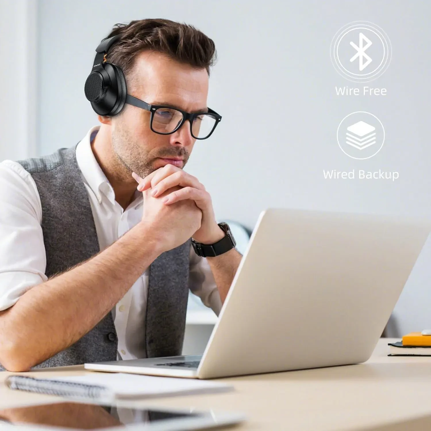 Awei A997BL Bluetooth Over Ear Headphones, Over Ear Headphones Easy to Fold and Store Can be Used for 15 Hours Hi-Res Audio, Deep Bass, Memory Foam Ear Cups, for Travel Home Office Cellphone PC - Image 2