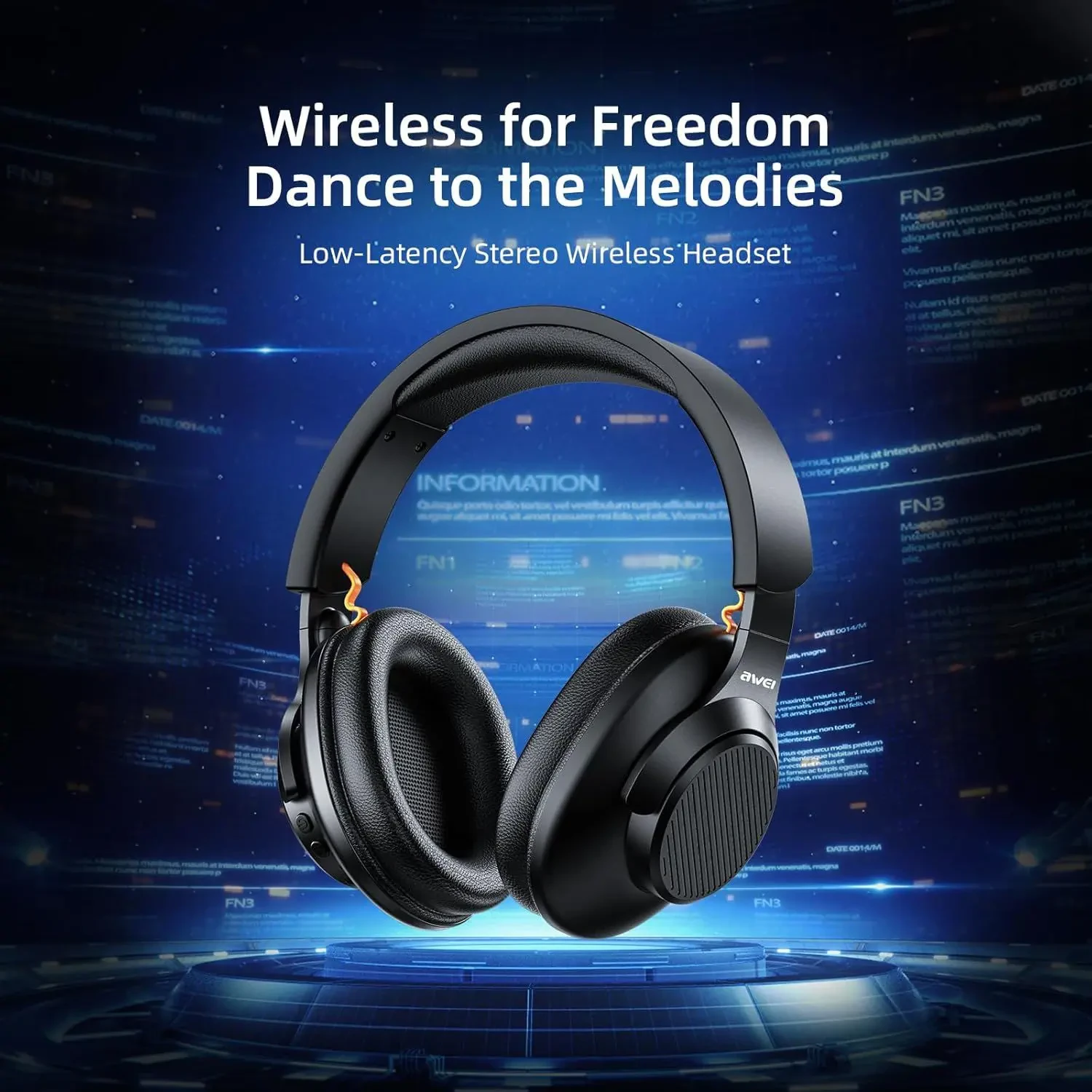 Awei A997BL Bluetooth Over Ear Headphones, Over Ear Headphones Easy to Fold and Store Can be Used for 15 Hours Hi-Res Audio, Deep Bass, Memory Foam Ear Cups, for Travel Home Office Cellphone PC - Image 6
