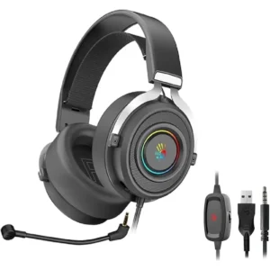 Bloody G535P RGB Gaming Headset - Stereo Sound, Noise-Cancelling Mic., In Line Controller, Premium Comfort, Black (3.5mm + USB)