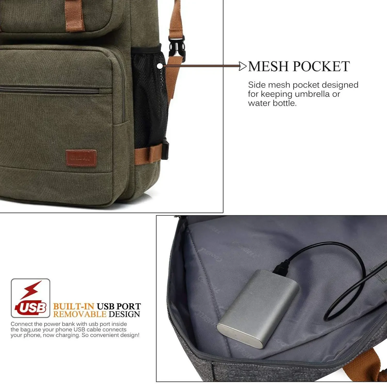 Coolbell CB-5503 15.6" Dual Laptop Backpack - Grey - Image 4