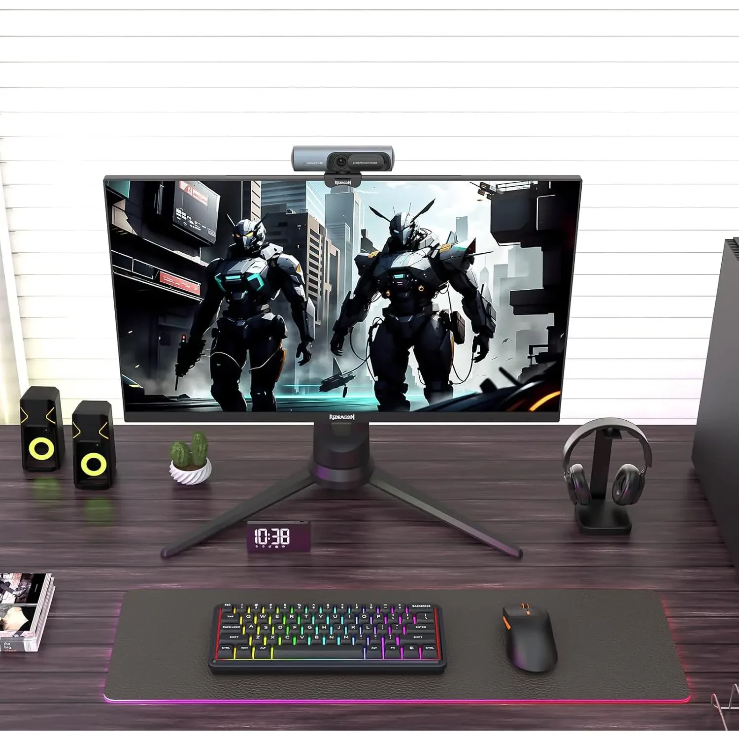 Redragon GW911 4K Webcam for PC, Ultra HD with Dual Noise-Cancelling Mic, PDAF Auto Focus, Auto Light Correction, Plug & Play, Privacy Cover – Works w/Zoom/Teams/Skype/Google Meet - Image 6