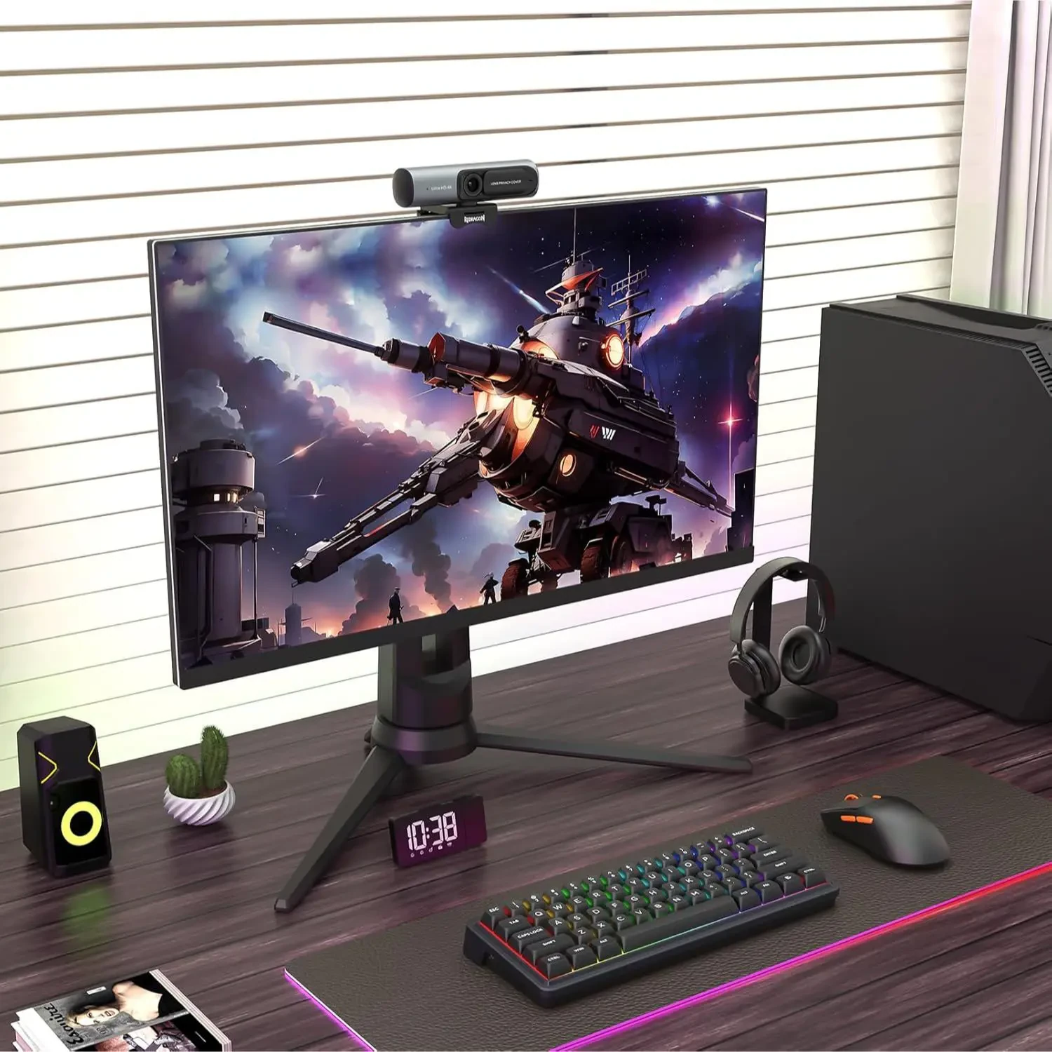 Redragon GW911 4K Webcam for PC, Ultra HD with Dual Noise-Cancelling Mic, PDAF Auto Focus, Auto Light Correction, Plug & Play, Privacy Cover – Works w/Zoom/Teams/Skype/Google Meet - Image 7