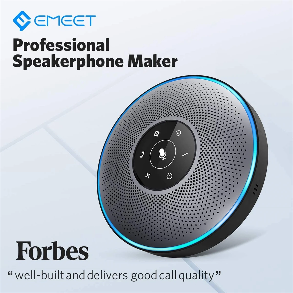 eMeet OfficeCore M2 Gray Conference Bluetooth Speakerphone Speaker, Idea for Home Office 360º Voice Pickup 4 AI Echo & Noise Canceling Microphones, Skype USB Speakerphone AUX in/Out for up to 8 People - Image 3