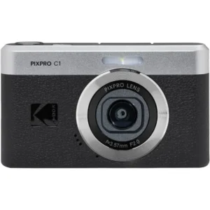 Kodak PixPro C1 Friendly Zoom Digital Camera - 13MP Compact Point and Shoot with 2.8” 180° Tilt LCD Flip Screen, Retro Vintage Design with 4X Zoom and 1080P Full HD Video for Travel, Vlogging, Black