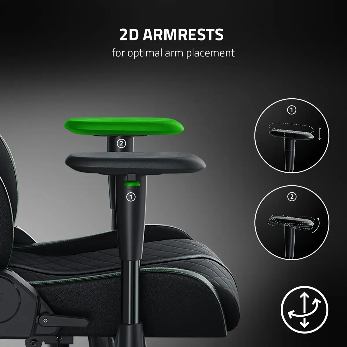 Razer Enki X Essential Gaming Chair: All-Day Gaming Comfort, Built-in Lumbar Arch, Optimized Cushion Density, Dual-Textured, Eco-Friendly Synthetic Leather, Adjustable 152-degree Recline - Black/Green - Image 4