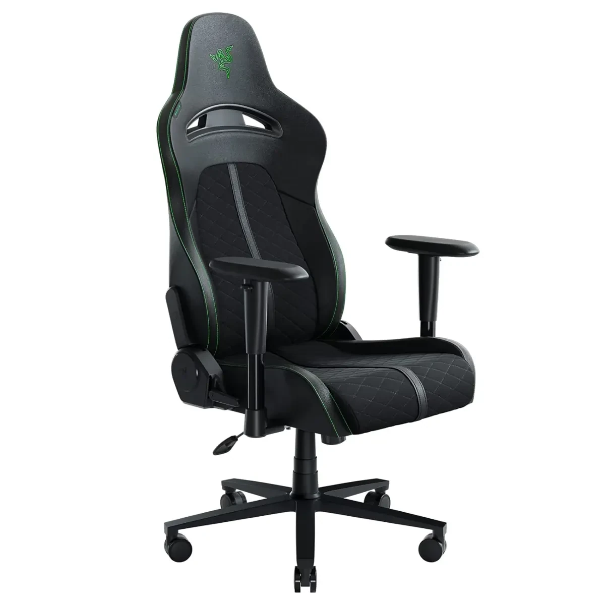 Razer Enki X Essential Gaming Chair: All-Day Gaming Comfort, Built-in Lumbar Arch, Optimized Cushion Density, Dual-Textured, Eco-Friendly Synthetic Leather, Adjustable 152-degree Recline - Black/Green