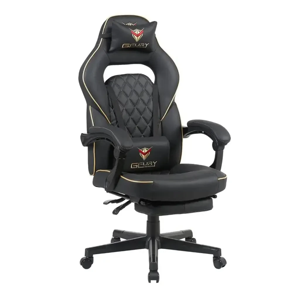 GFury KW-M7308-2 Gaming Chair with Footrest - Black Gold - Image 2