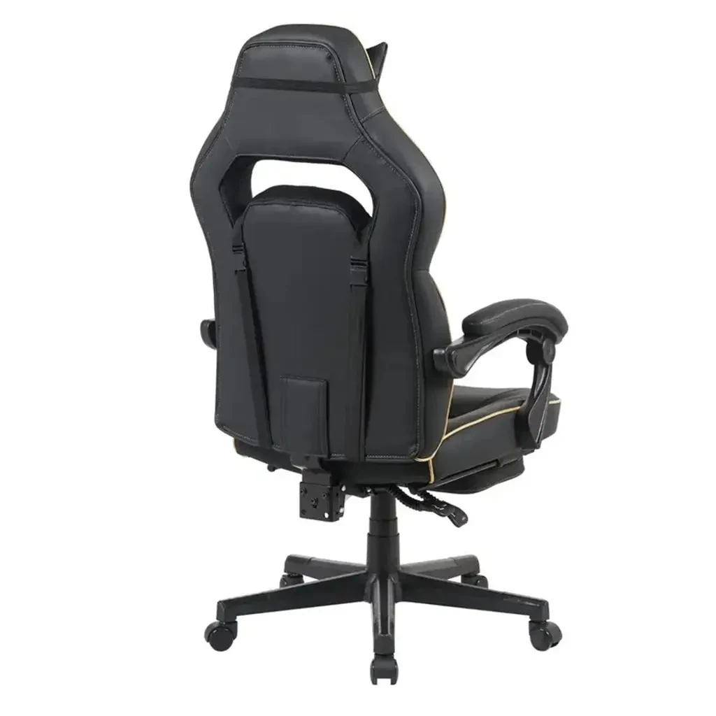 GFury KW-M7308-2 Gaming Chair with Footrest - Black Gold - Image 5
