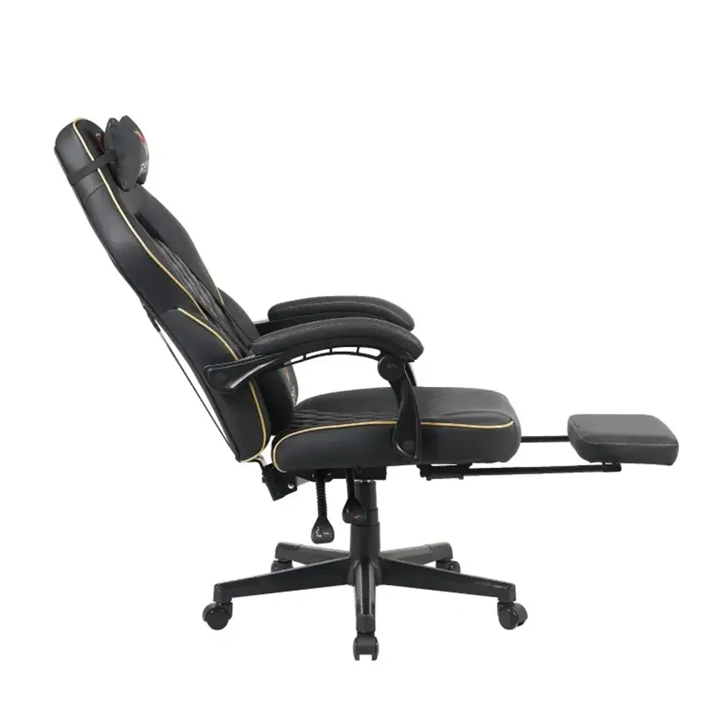 GFury KW-M7308-2 Gaming Chair with Footrest - Black Gold - Image 6