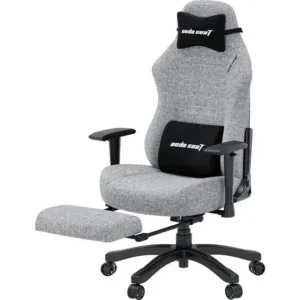 Anda Seat Luna Pro Large Gaming Chair with Footrest - Ergonomic Reclining Video Game Chairs, Fabric Computer Home Office Chair, Heavy Duty Neck & Back Lumbar Support, Folding Recliner Seat for Adults - Grey Fabric