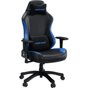Anda Seat Luna Large Gaming Chair - Ergonomic Reclining Video Game Chairs, PVC Leather Computer Home Office Chair, Heavy Duty Neck & Back Lumbar Support, Folding Recliner Seat for Adults - Black & Blue