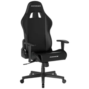 DXRacer Prince Series Gaming Chair, Premium PVC Leather Racing Style Office Computer Seat Recliner with Ergonomic Headrest and Lumbar Support, Standard (Black)