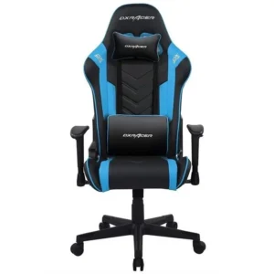 DXRacer Prince Series Gaming Chair, Premium PVC Leather Racing Style Office Computer Seat Recliner with Ergonomic Headrest and Lumbar Support, Standard (Black/Blue)