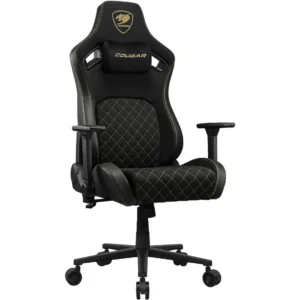 Cougar Defensor Ergonomic Fabric Office/Gaming Chair, Adjustable Height and Tilt, 155º Recline, 4D Folding Armrests, Imitation Linen Upholstery, 120 kg Capacity – Gold F