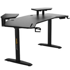 AndaSeat Shadow Warrior Electric Gaming Desk, Adjustable Carbon Fiber Texture Tabletop RGB, Black
