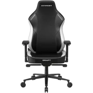 DXRacer Craft Series Gaming Chair, 2D Integrated Lumbar Support, 4D Armrests, Class 4 Hydraulics, Back Recline Support, Extra Large Size, Black/White
