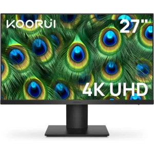 Koorui N07 27 Inch 4K Monitor Computer UHD (3840x2160) IPS Display, 99% sRGB, 95% DCI-P3, 1.07 Billion Colors, Freesync & G-Sync, Displayport & 2X HDMI, VESA 100 x 100mm, Tilt -5 to 20°, Audio Out