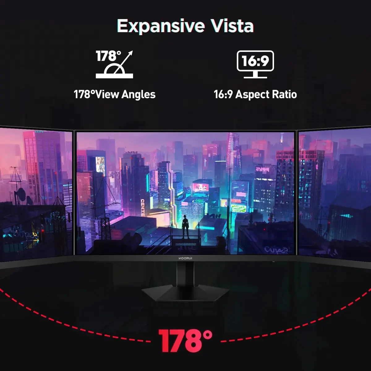 Koorui G2721P 27" Gaming Monitor, 200Hz 1ms Fast IPS, WQHD (2560 x 1440) HDR 400 Display, DCI-P3 95% Color Gamut, FreeSync Premium, Adaptive G-Sync, HDMI x 2, DisplayPort - Image 5
