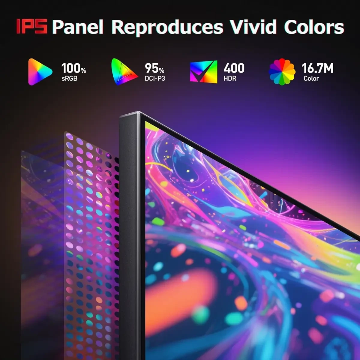 Koorui G2721P 27" Gaming Monitor, 200Hz 1ms Fast IPS, WQHD (2560 x 1440) HDR 400 Display, DCI-P3 95% Color Gamut, FreeSync Premium, Adaptive G-Sync, HDMI x 2, DisplayPort - Image 6