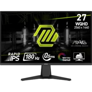MSI MAG 275QF 27-inch 2K Gaming Monitor, 2560 x 1440 (UHD), 0.5ms Response Time, 180Hz, IPS Panel, HDR Ready, HDMI, DP Port, Tilt Adjustable
