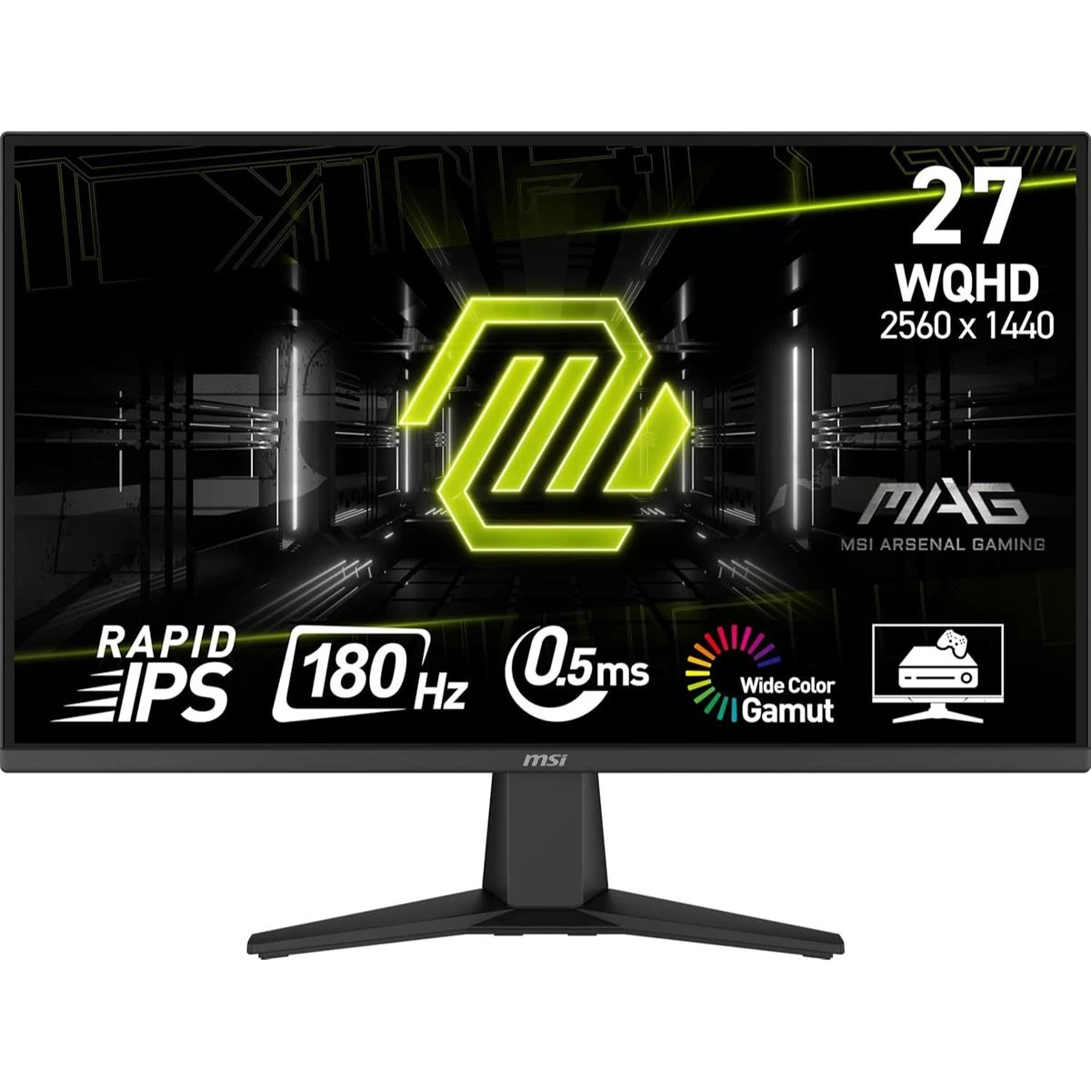 MSI MAG 275QF 27-inch 2K Gaming Monitor, 2560 x 1440 (UHD), 0.5ms Response Time, 180Hz, IPS Panel, HDR Ready, HDMI, DP Port, Tilt Adjustable